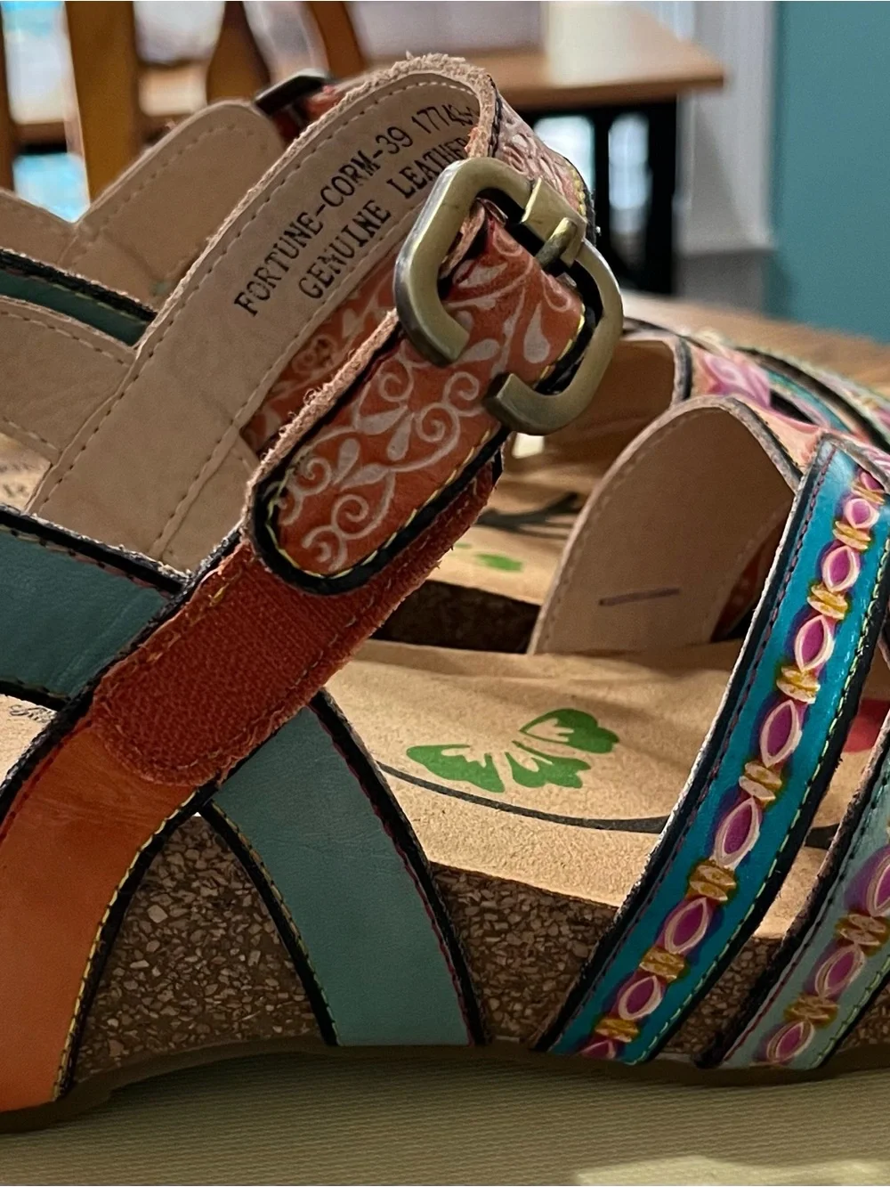L'Artiste by Spring Step Multicolor Floral Leather Sandals